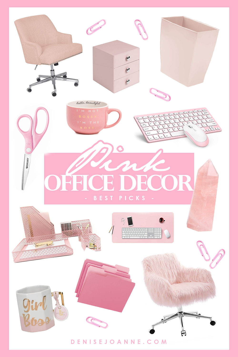 Cute Desk Organizer Set Rose Gold Accessories Pink Desktop Office